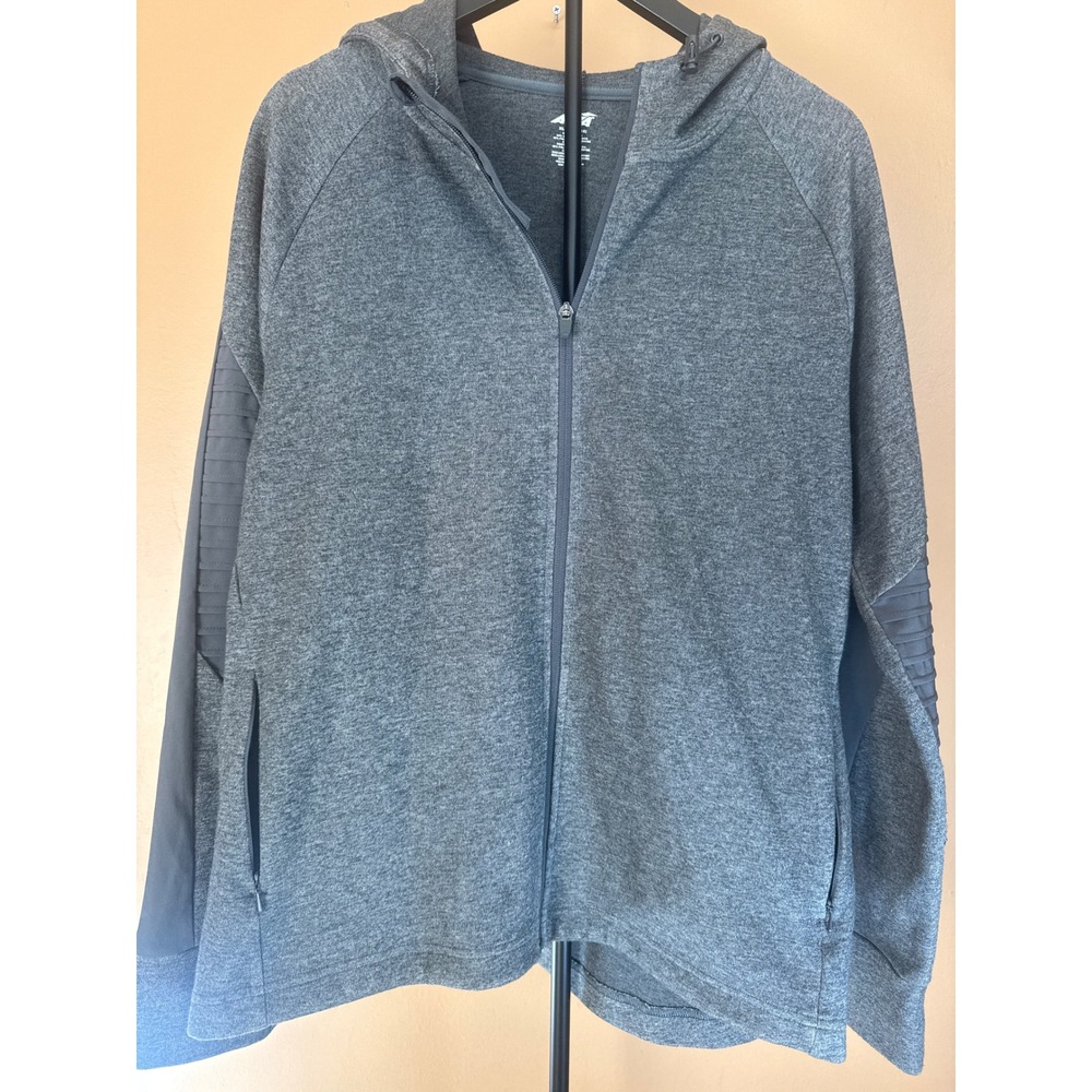 Avia Womens XL Full Zip Hoodie Heather Gray Active Mixed Media Jacket RN 52469